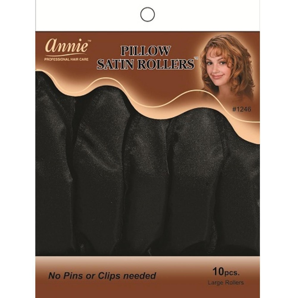 ANNIE BLACK LARGE PILLOW SATIN ROLLERS 10pcs. #1246