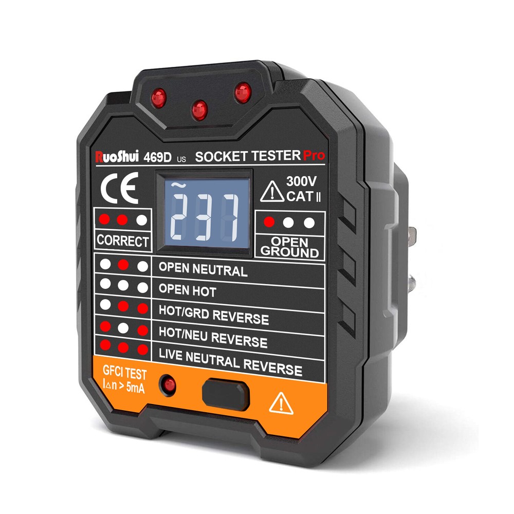 Socket Tester Electrical GFCI Receptacle Detector US Plug Tester LCD Display