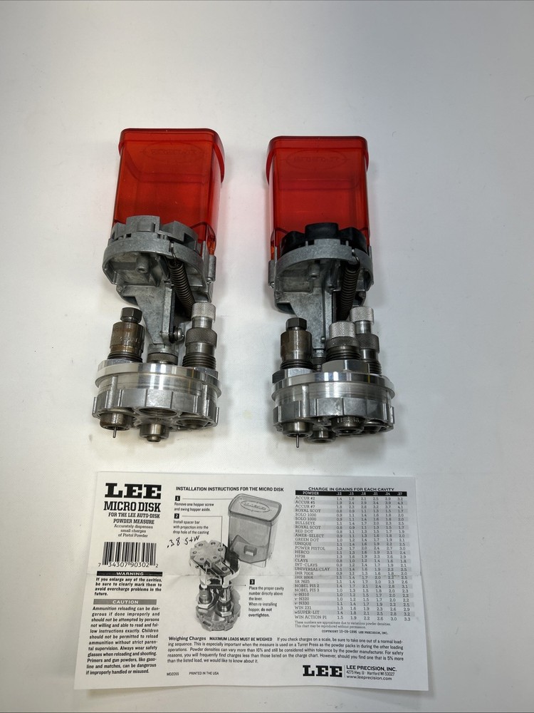 Lee Micro Disk Powder Measure W/ 38 & 38/357 Reloading Dies