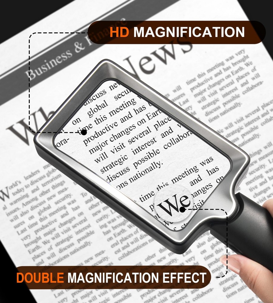 Magnifying Glass with Light, 20 LED Large Handheld Lighted Magnifier Rectangl...