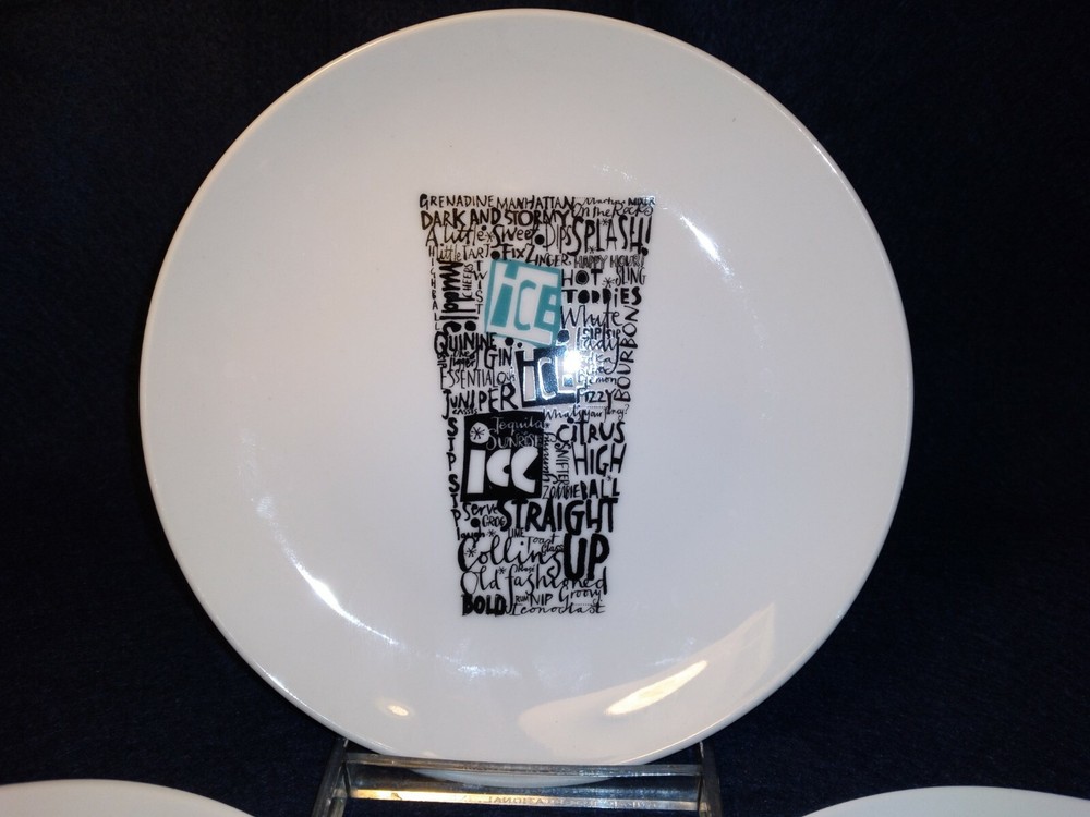 3 Canape plates cocktail drink graphics