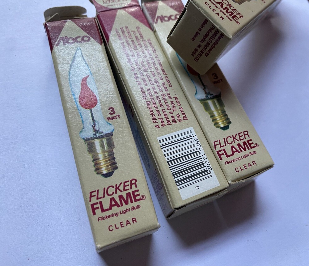 10 Abco 3 Watt Flicker Flame Flickering Light Bulb 03661 NOS