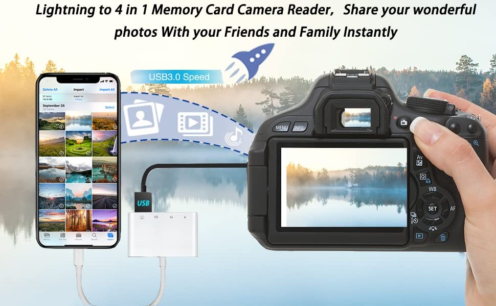 Lightning to SD Card Reader - 4 in 1 Memory Adapter 4IN1 CARD, white