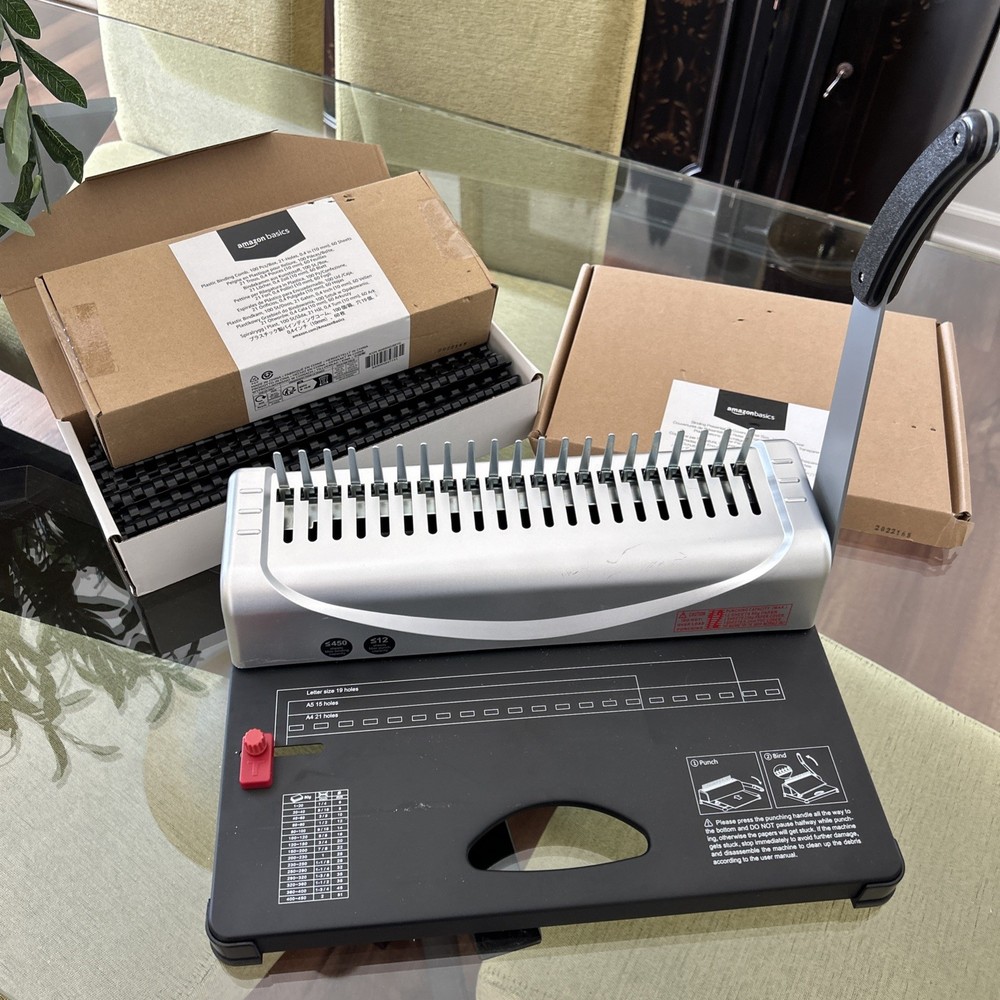 Binding Machine, 21-Holes, 450 Sheets, Comb Binding Machines with Starter Kit