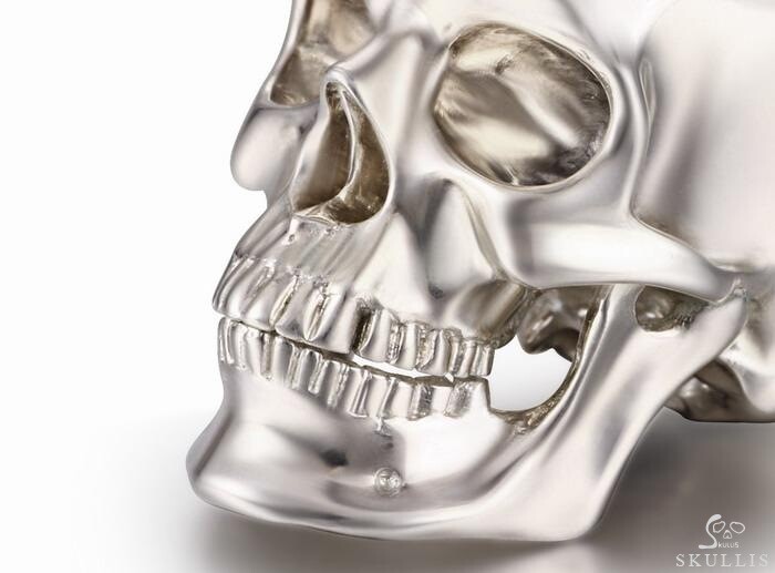 Nice 1.2" Solid 925 Sterling Silver Skull, Super Realistic