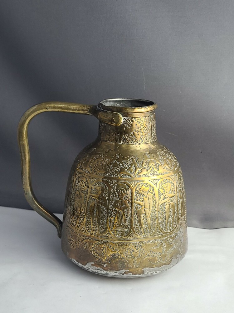 Antique Middle Eastern Hand Made Hammered Detailed Pitcher