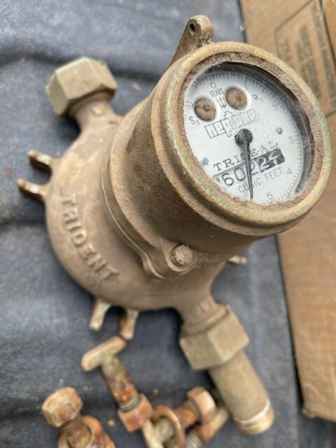 Vintage Brass Water Meter Neptune Trident