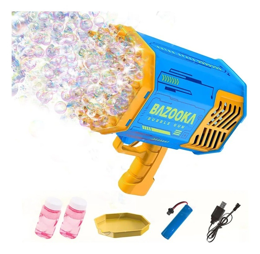 Bazooka Bubble Gun 69 Hole Foaming w/Lighting Effects Bubble Machine Blue