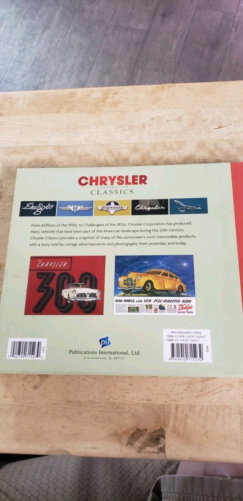 Chrysler Corporation Classics Hardcover Book.