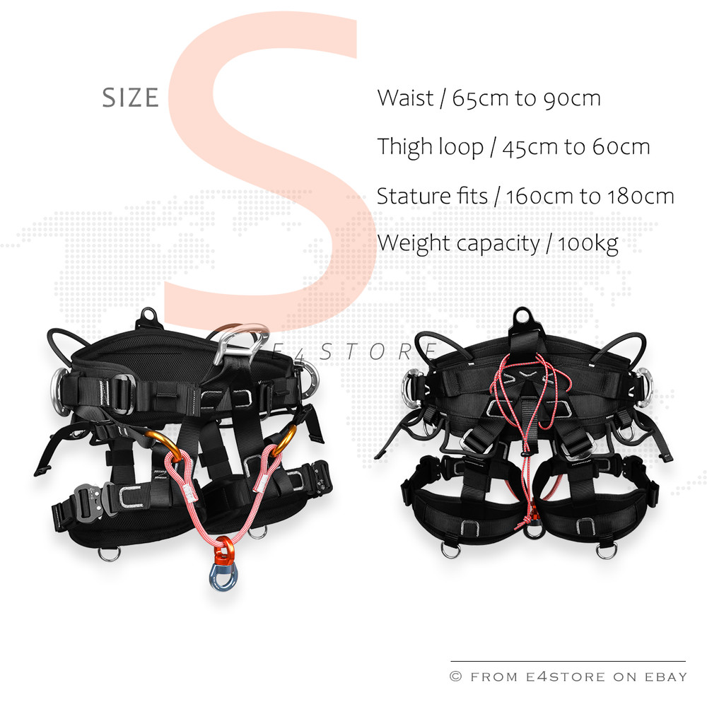 Tree Climbing Saddle Arborist Sit Harness S Black