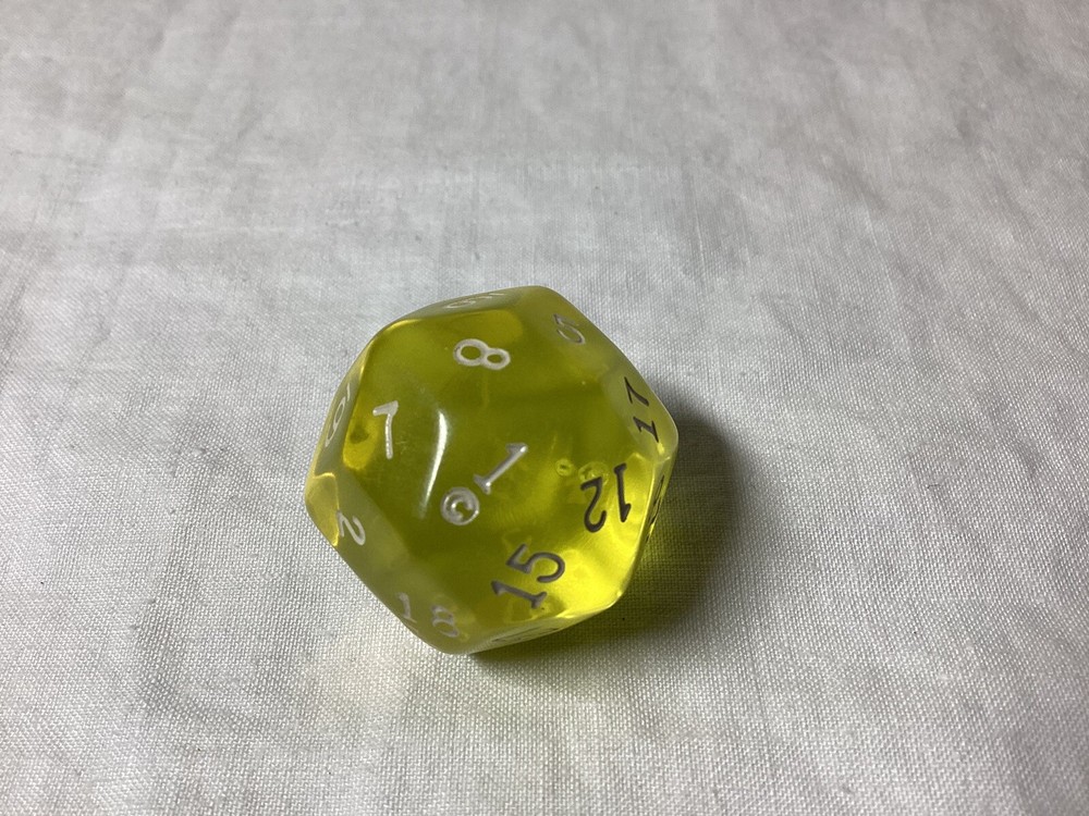 Vintage The Armory D30 Translucent Yellow Dice