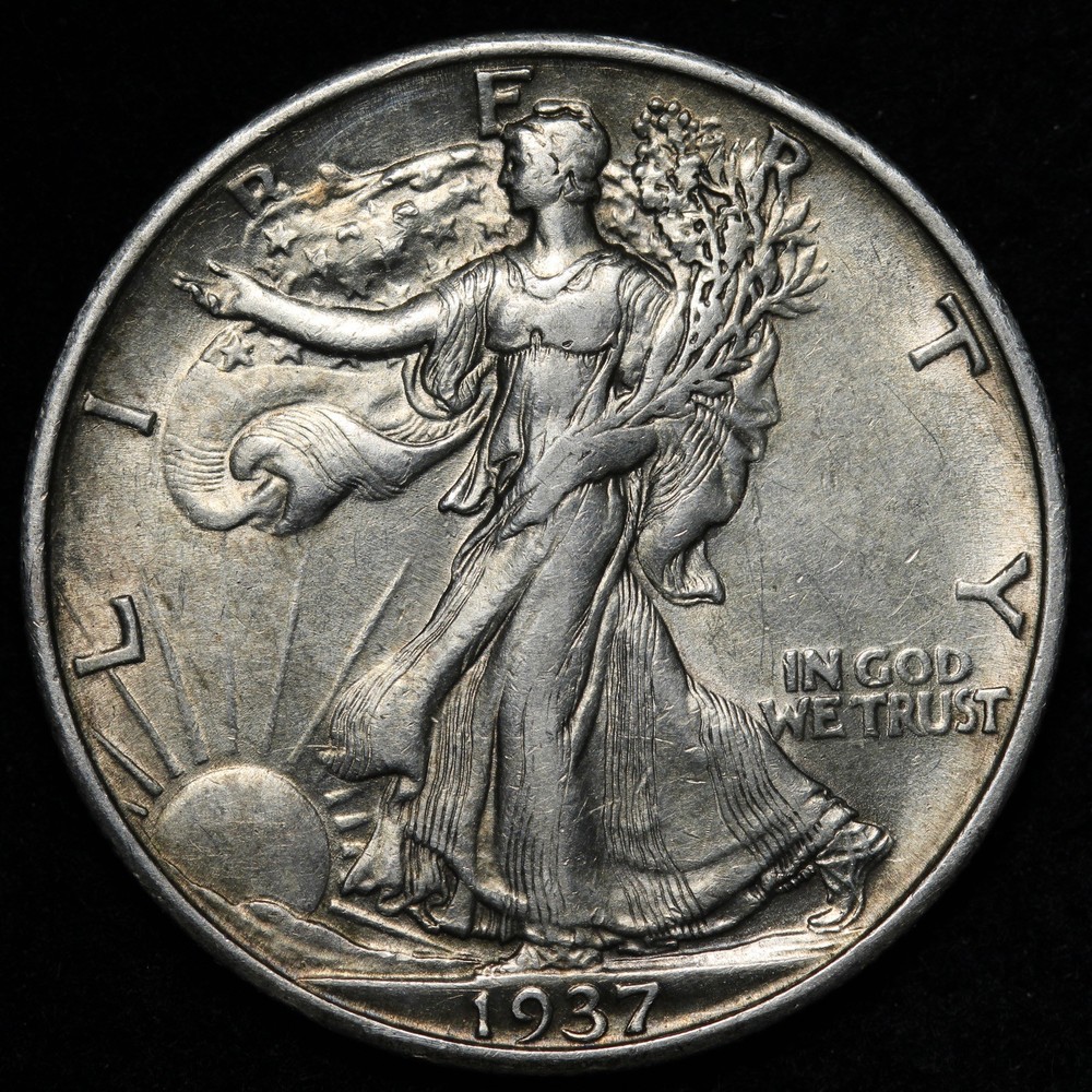 1937-S Walking Liberty Silver Half Dollar AU+ E352 TZEE