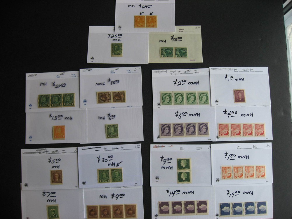 Canada 19 different interesting MNH/MH coil strips,pairs,singles check them out!