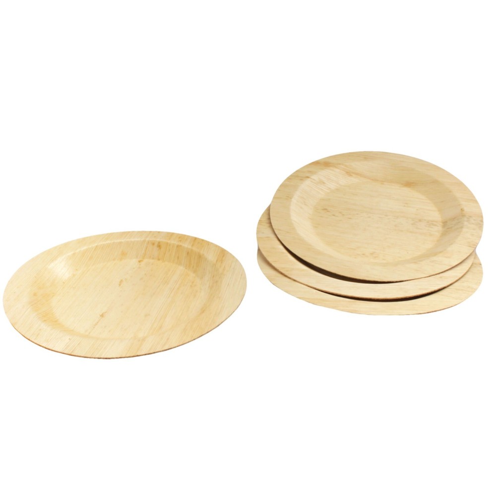 BambooMN Premium Bamboo Leaf Round Plates - Multiple Sizes & Quantities