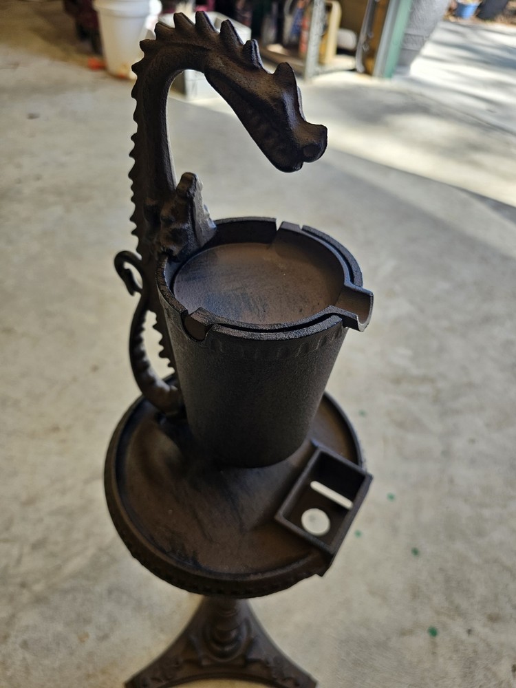 Cast Iron Dragon Standing Ashtray reproduction only a few left rustic brown