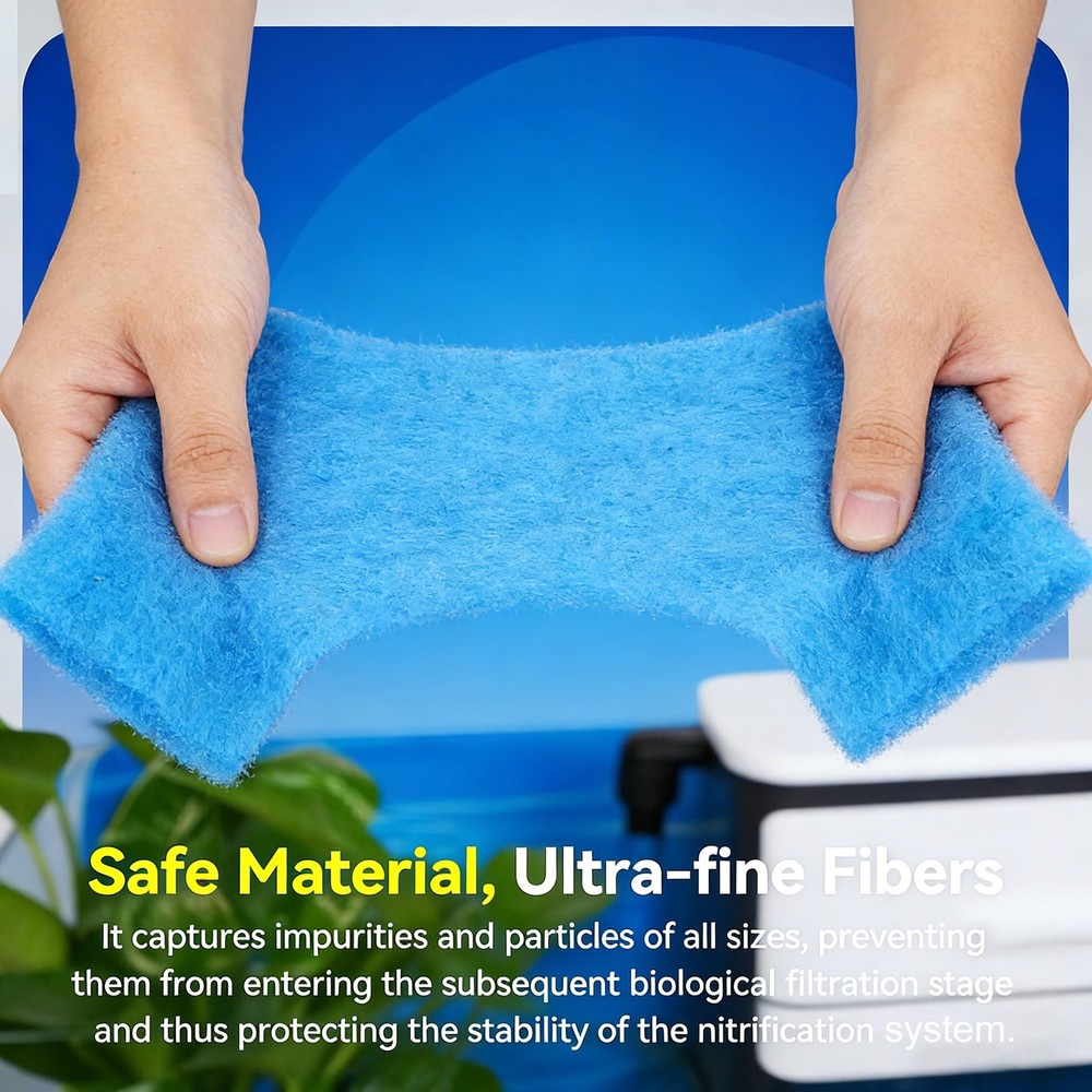 12Ft Non-Clogging Bonded Filter Pad, Optimize Flow for Aquarium Filtration