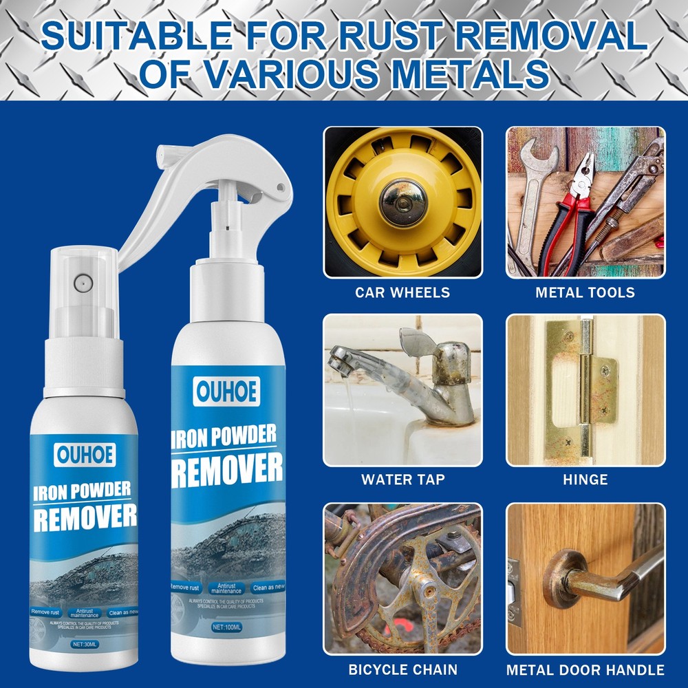 Premium Iron Powder Rust Remover - Fast-Acting Spray for Auto Rust and Stains