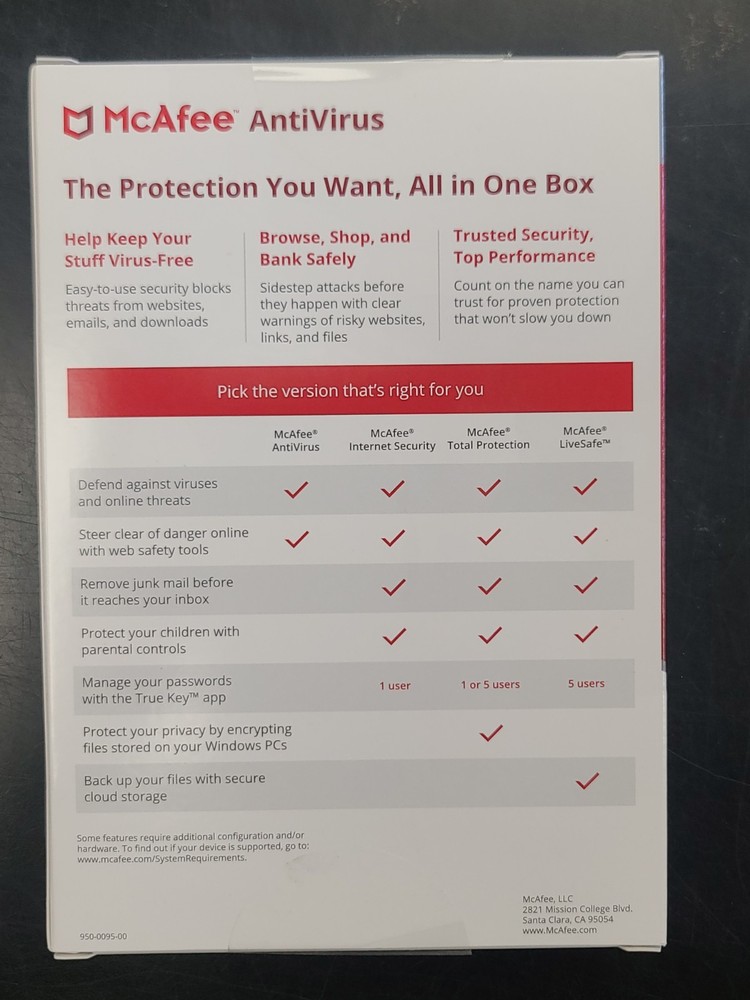 McAfee AntiVirus Software 1 PC 1 Year  Windows 10, 8.1, 8, 7  Emailed Code