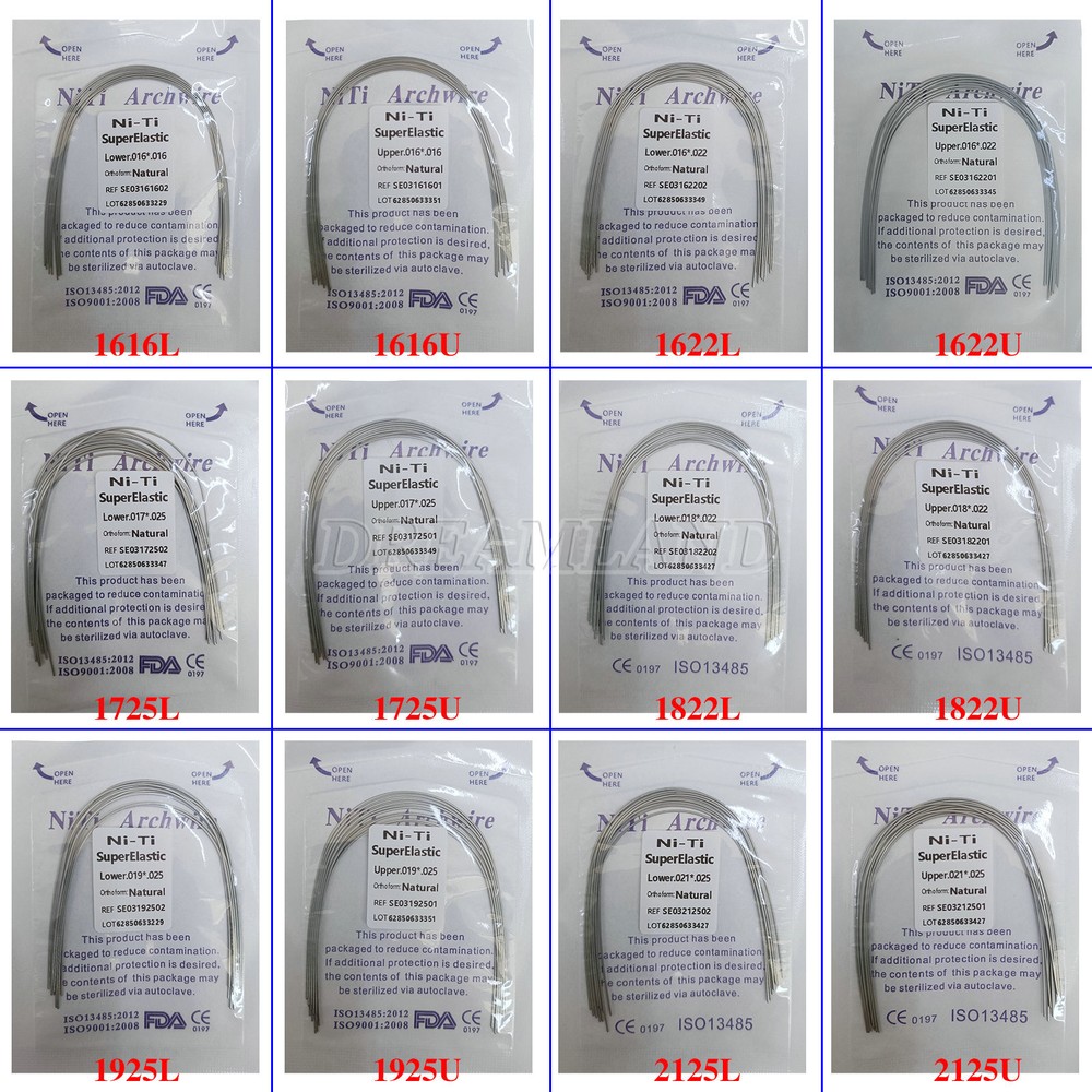10pcs Dental Arch Wire Super Elastic NiTi Round / Rectangular Natural Form