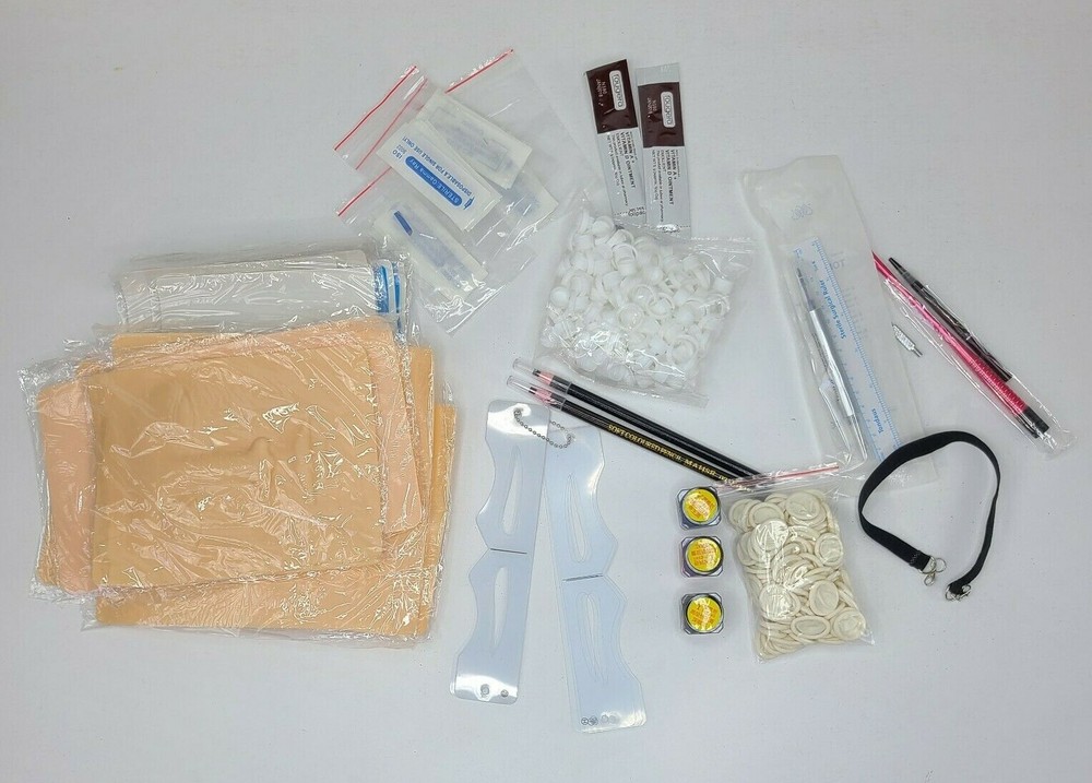 Tattoo Complete Kit Practice Skin Needle Paste Eyebrow Pen B20