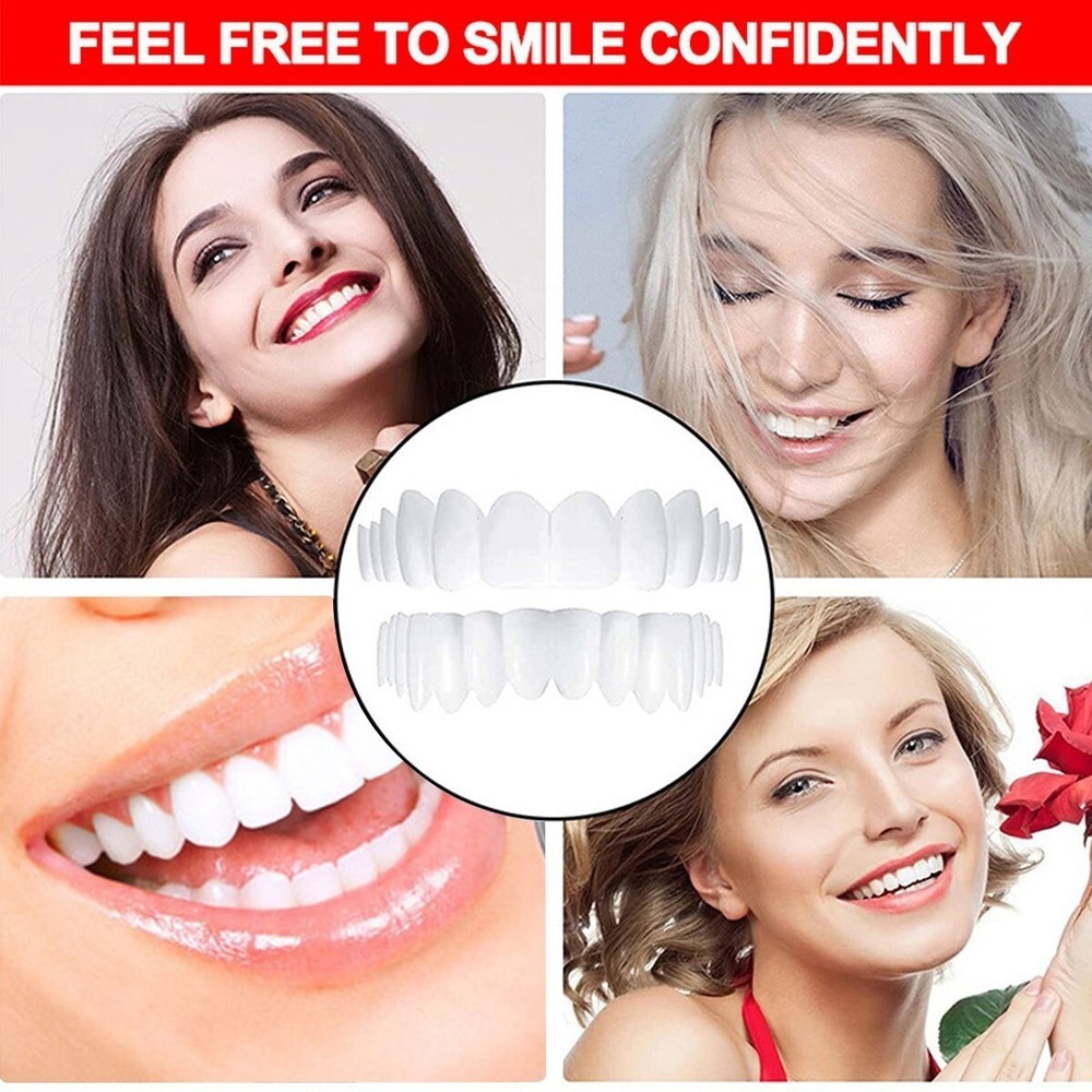 Snap On Veneers Upper & Lower Set - Instant False Teeth Covers No Adhesive buym
