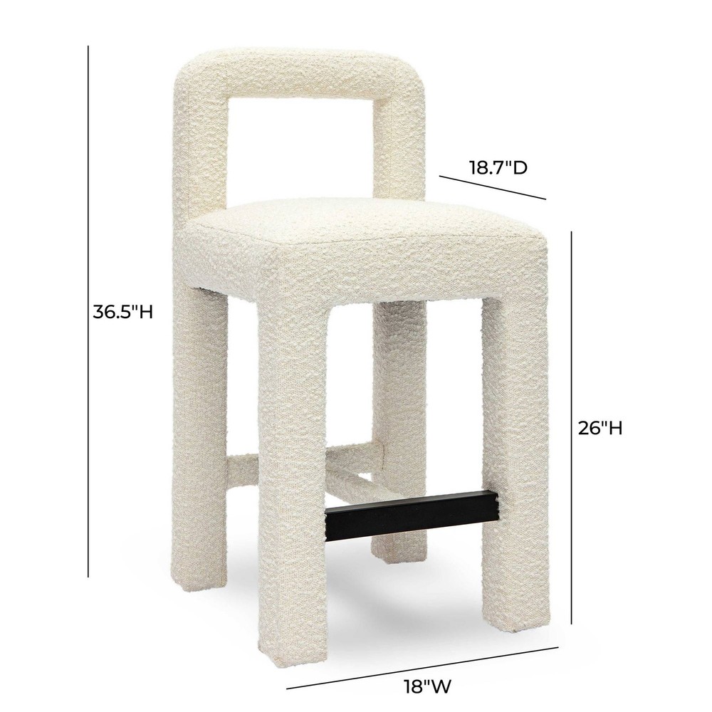 Hazel 26" Cream Boucle Fabric Counter Stool