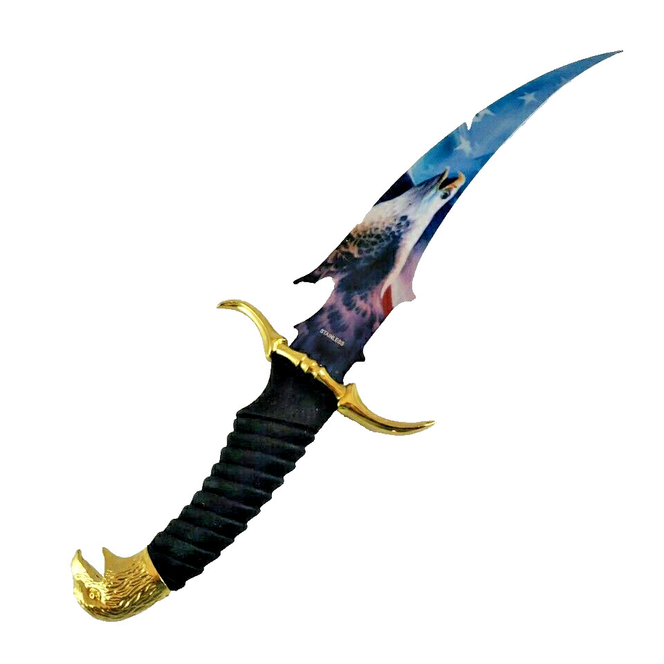 Decorative Eagle Patriotic Knife - 7" Blade - Decorative Handle - Unsharpened