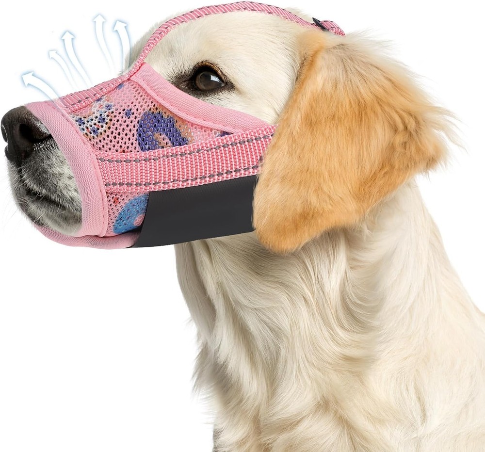 Dog Muzzle Soft Muzzle Anti Biting Barking Chewing Comfortable Air Mesh Mouth