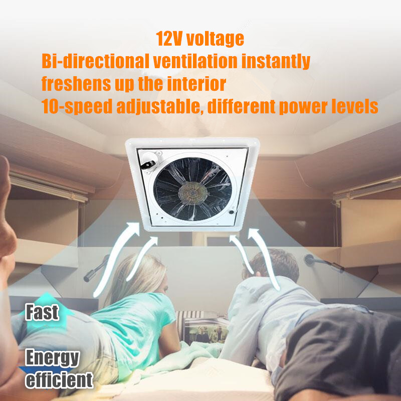 RV Trailer Roof Vent 12V Caravan Vent RV 10 Speed Remote Control Rain Sensor 14"