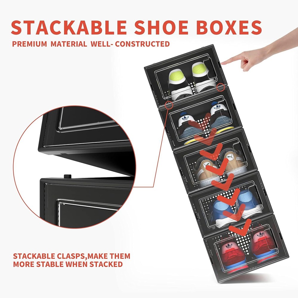 12 Pack Shoe Organizer Boxes Space Saving Shoe Holder Sneaker Display Case