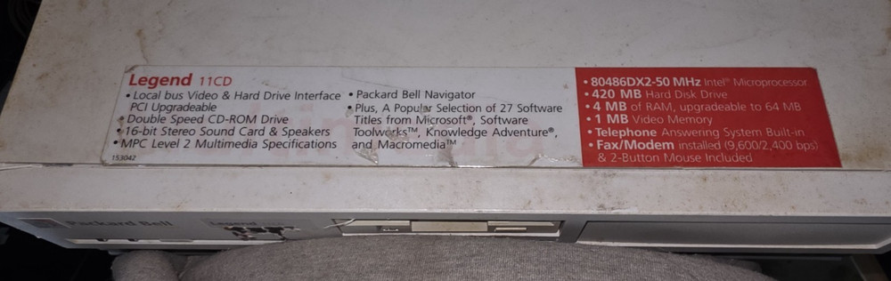 Packard Bell Legend 11CD with 80486DX2-50 Processor (No HDD)