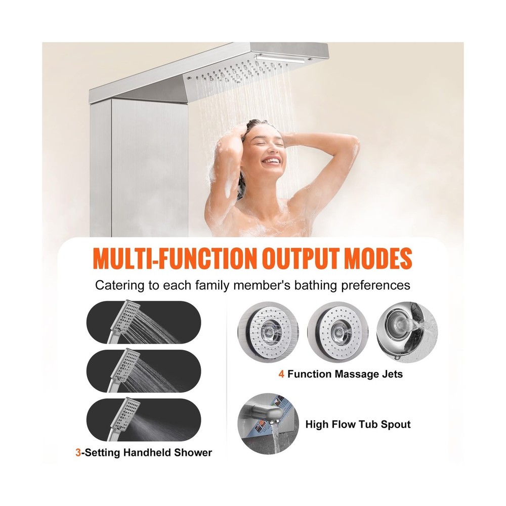 VEVOR Shower Panel System, 6 Shower Modes, LED & Display Shower Pan... Fast Ship