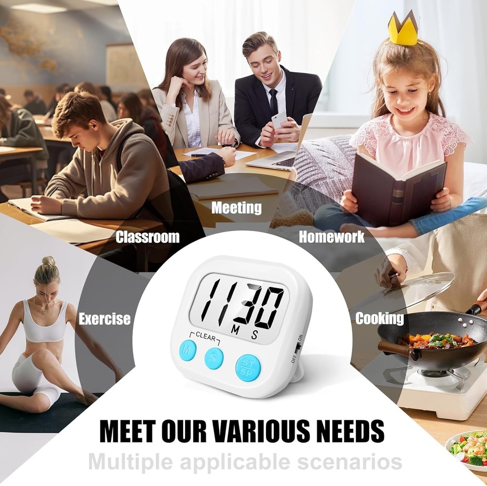 Effortless 99-Minute Digital Kitchen Timer Set with Memory & Magnetic Hook