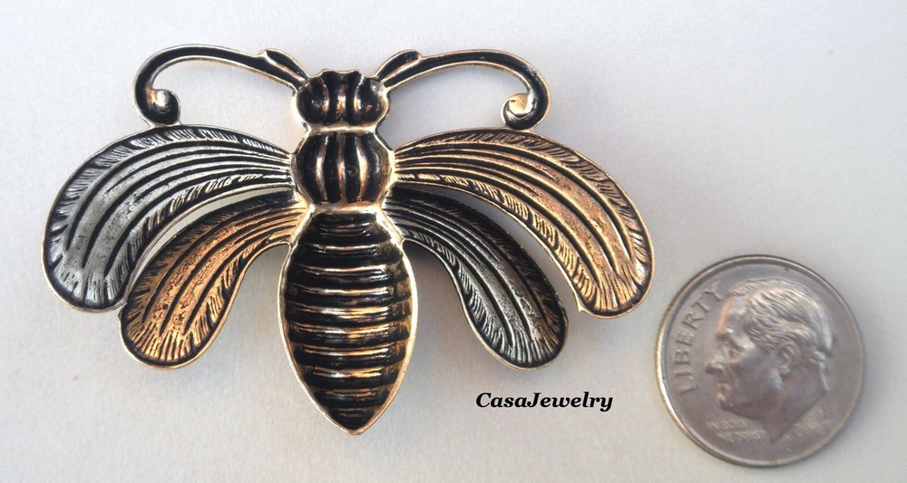 #5010 ANTIQUED GOLD LARGE SPLIT WING MOTH COMPONENT - 2 Pcs