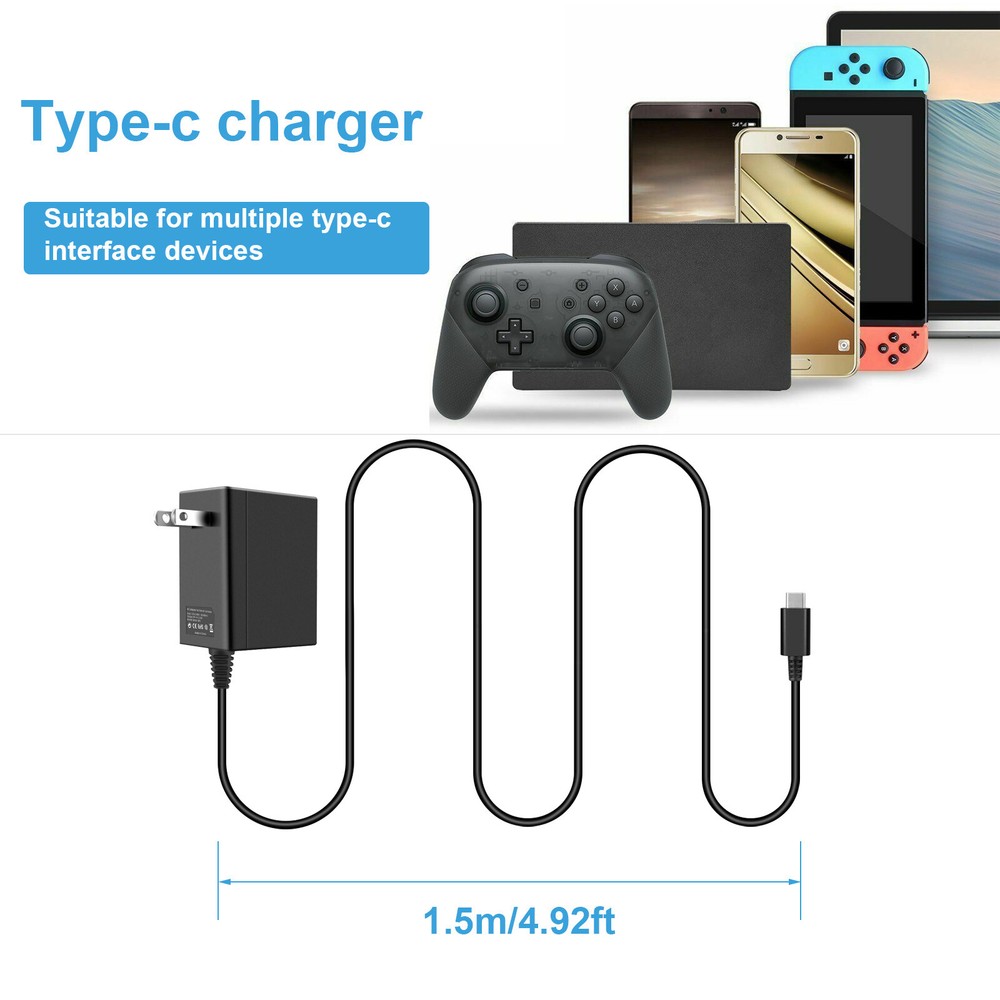 For Nintendo Switch & Pro Controller AC Power Supply Adapter Wall Travel Charger