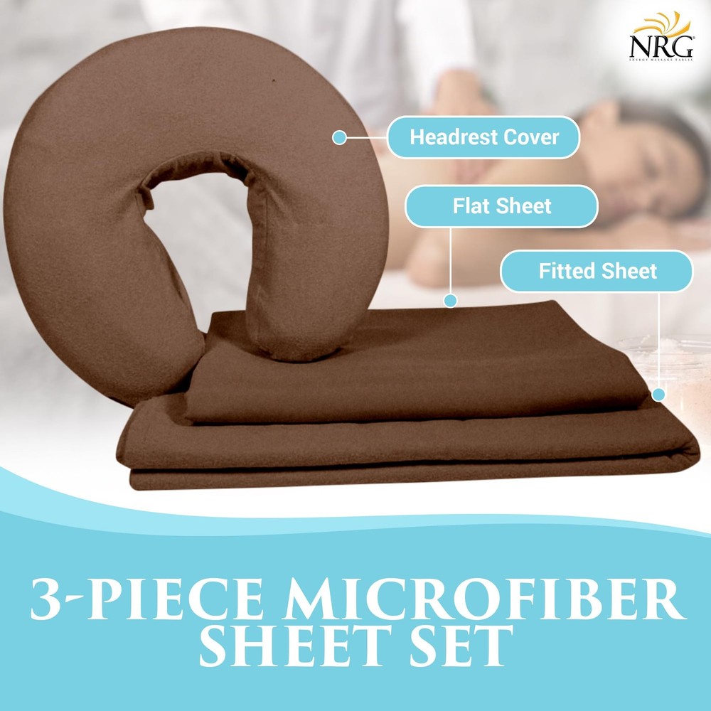 Premium Microfiber 3 Piece Massage Sheet Set by - Includes Massage Table Flat...