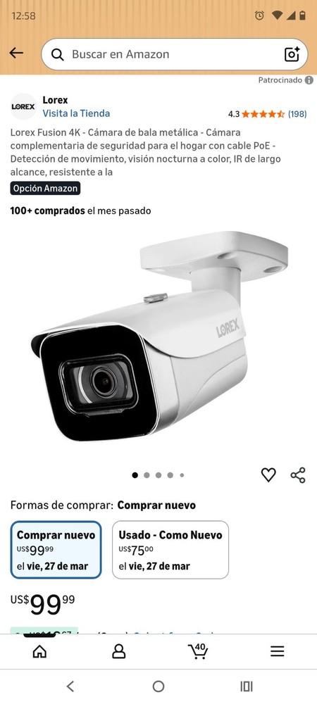 Lorex E841CA-E 4K IP Bullet Camera, Night Vision, Outdoor, Motion Detection, Wh…