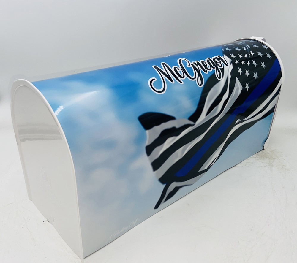 Thin Blue Line Custom Mailbox: Patriotic Gifts