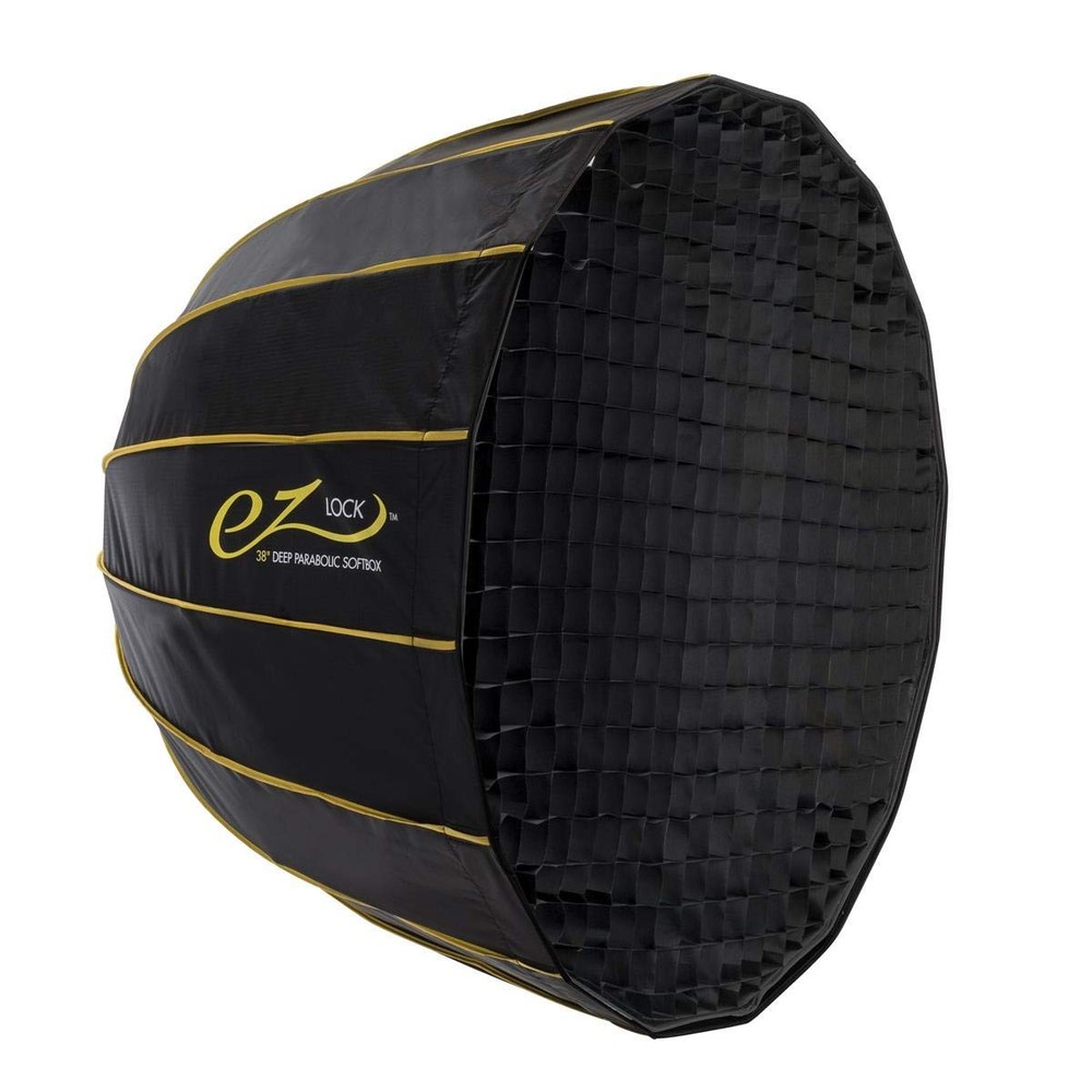 Glow EZ Lock 38" Deep Parabolic Quick Softbox, 16-Sided black, silver