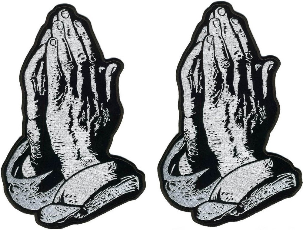 Praying Hands Patch Religious Christian Embroidered Patch ||2PC  IRON ON  5"x3"