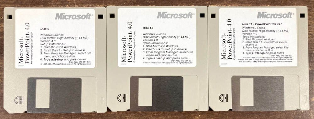 Microsoft PowerPoint 4.0 For Windows 95 Floppy Disk 3.5" Vintage Software PC