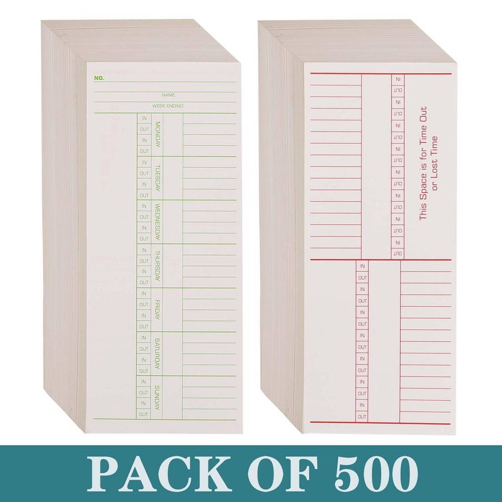 ALGLEA 500PCS Time Cards for Employees Weekly, 2 Sided Sheets, 3-3/8" x...
