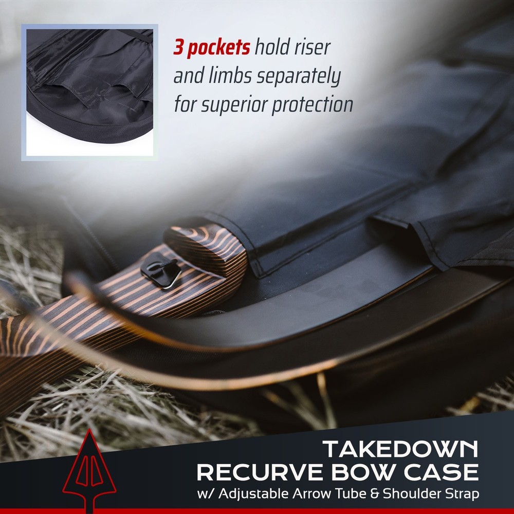 Universal Takedown Recurve Bow Case | Fully padded foam case includes adjusta...