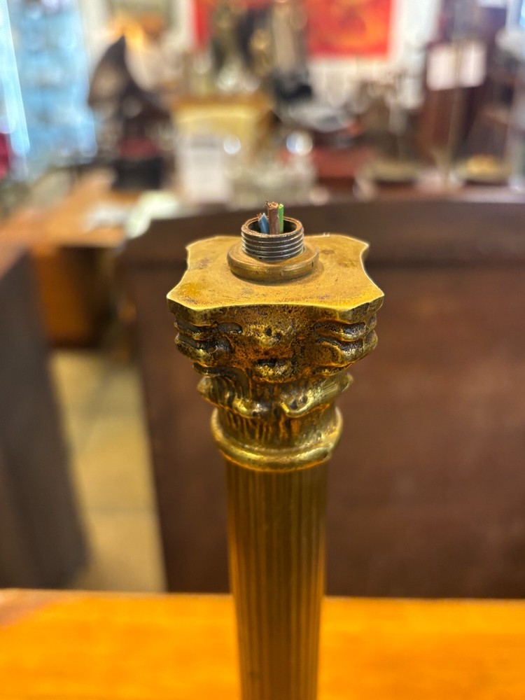 Antique Brass Corinthian Column Table Lamp Base