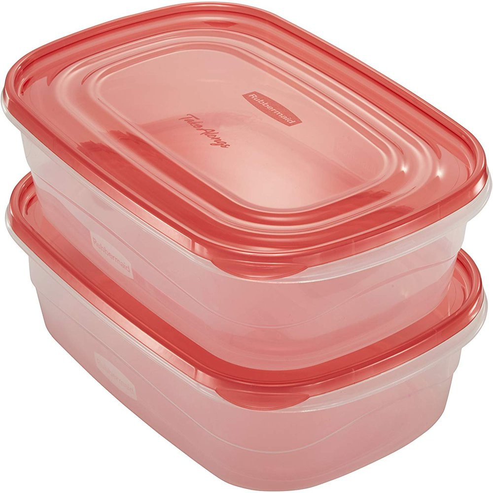 FOOD CONTAINERS (2-Pack) Large Rectangular Plastic Lunch Storage Portable