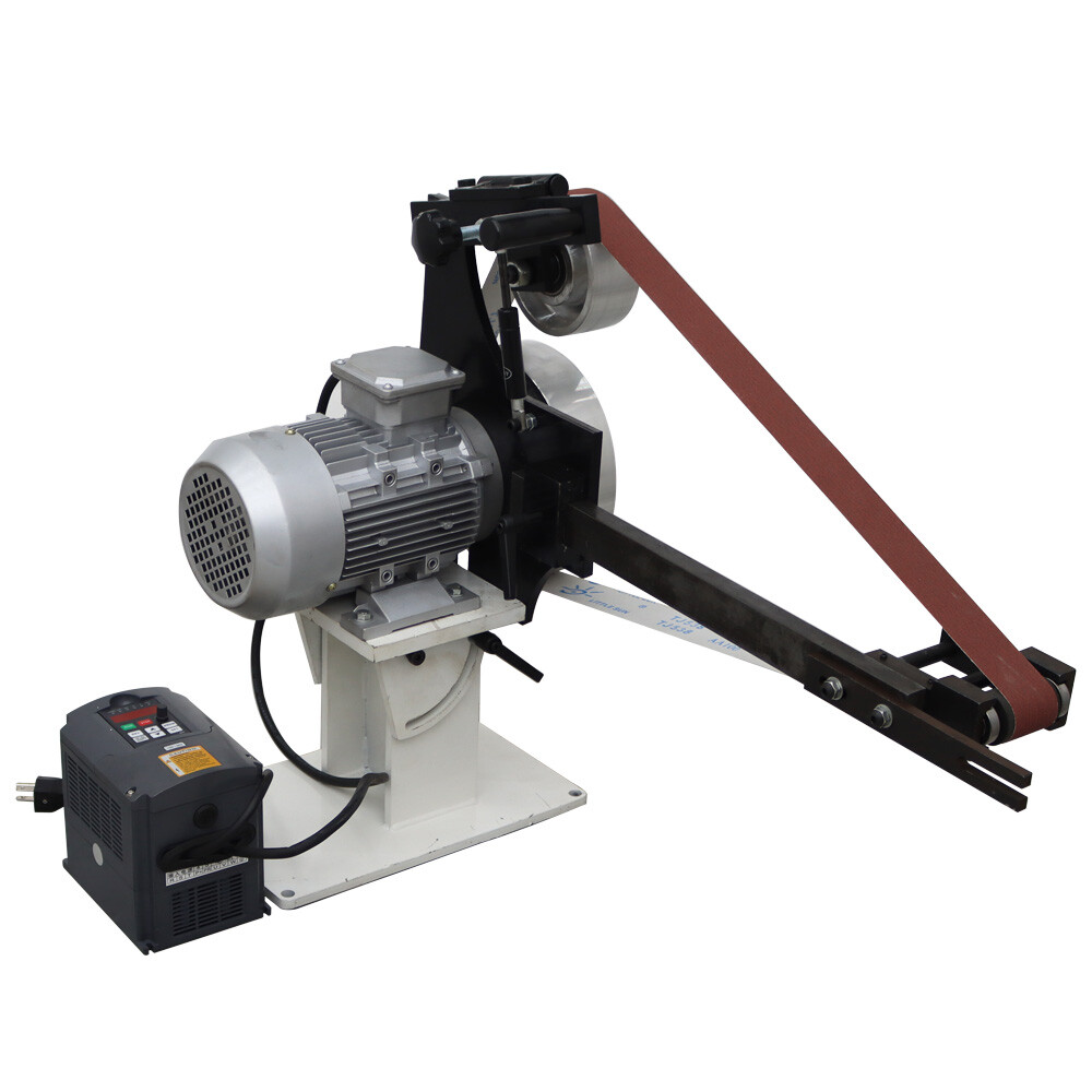 Vertical & Horizontal Frequency Conversion Belt Sander Grinder 3 Grinding Wheels
