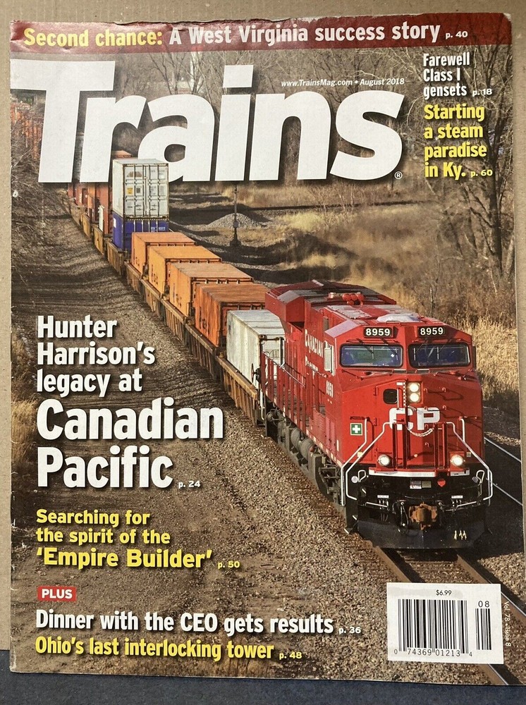 Trains Magazine August 2018 Issue Excellent LN Condition
