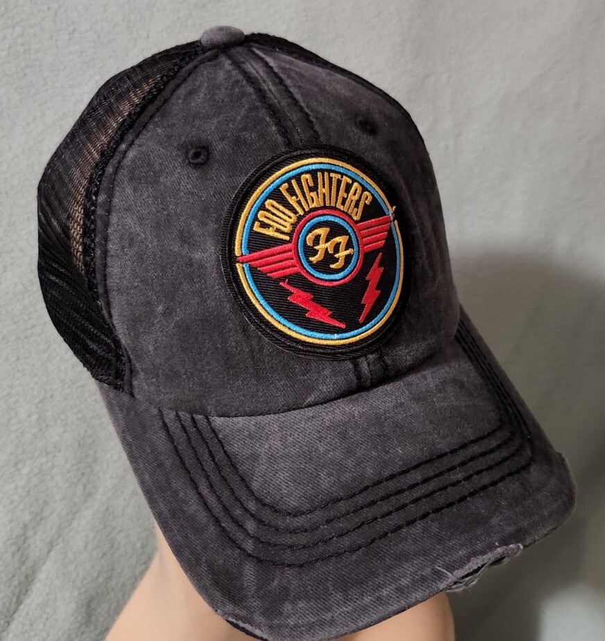Foo Fighters Distressed Black Mesh Vintaged Trucker FOO FIGHTERS Hat
