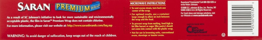 Saran Premium Plastic Wrap - 100 ft - 3 pk