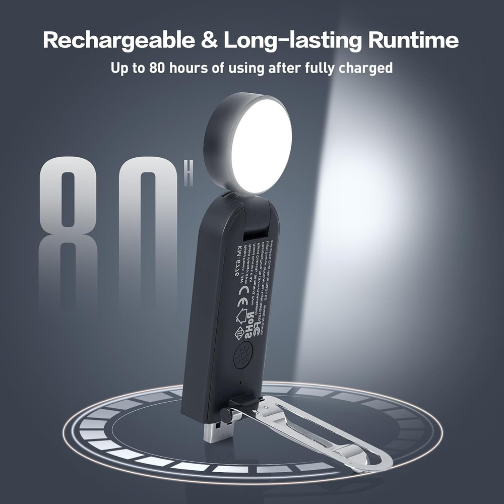 USB Rechargeable Book Light, Blue Light Blocking, Amber Clip-On Bookmark Shaped